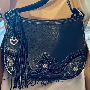 Brighton Starla Black Hobo Bag w/ Silver Details
